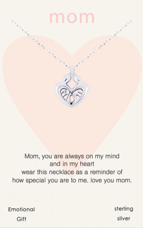 Moms hug silver pendant